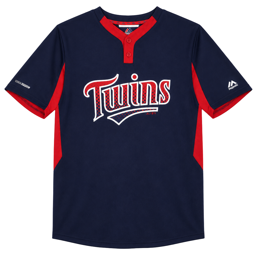 Majestic Minnesota Twins MLB Jersey Size L Blue Red Cool Base 1