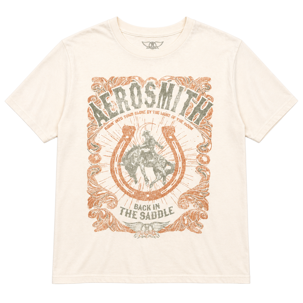Aerosmith Back In The Saddle Graphic T-Shirt White Size L Goodie Two Sleeves 1