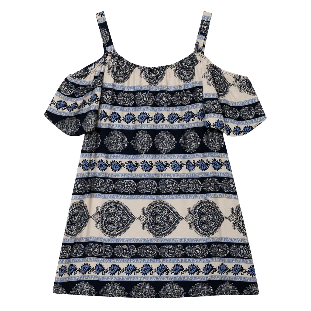 Sew In Love Paisley Print Cold Shoulder Top Size Medium 1
