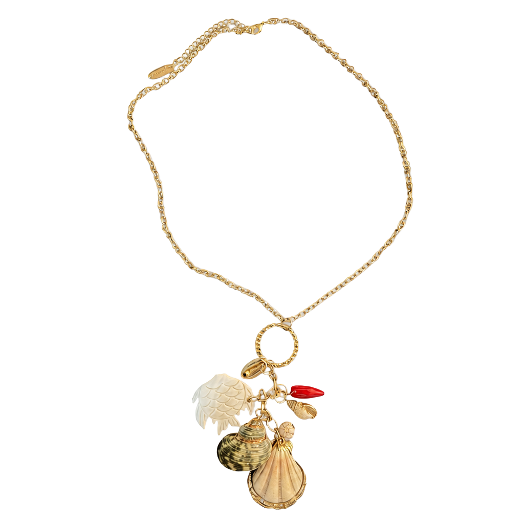 Plunder Design. Multi-Charm Shell and Coral Pendant Necklace 1