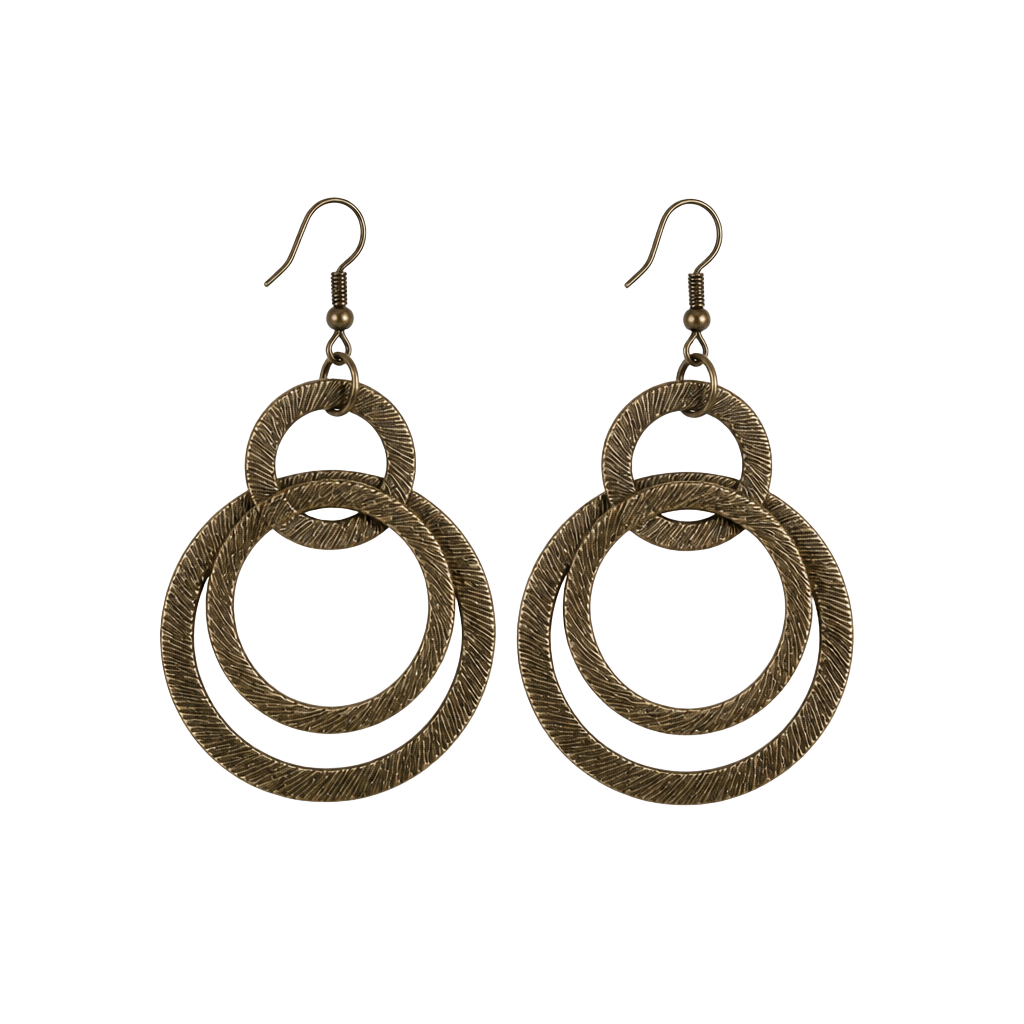 Paparazzi Distractingly Dizzy Antiqued Brass Triple Hoop Earrings 1