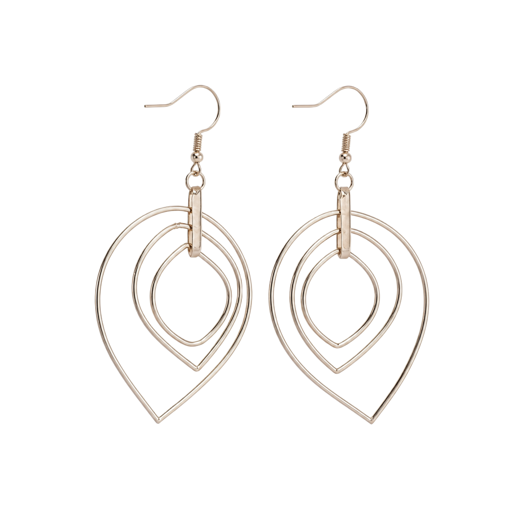 Paparazzi Asymmetrical Allure Rose Gold Triple Teardrop Hoop Earrings 1