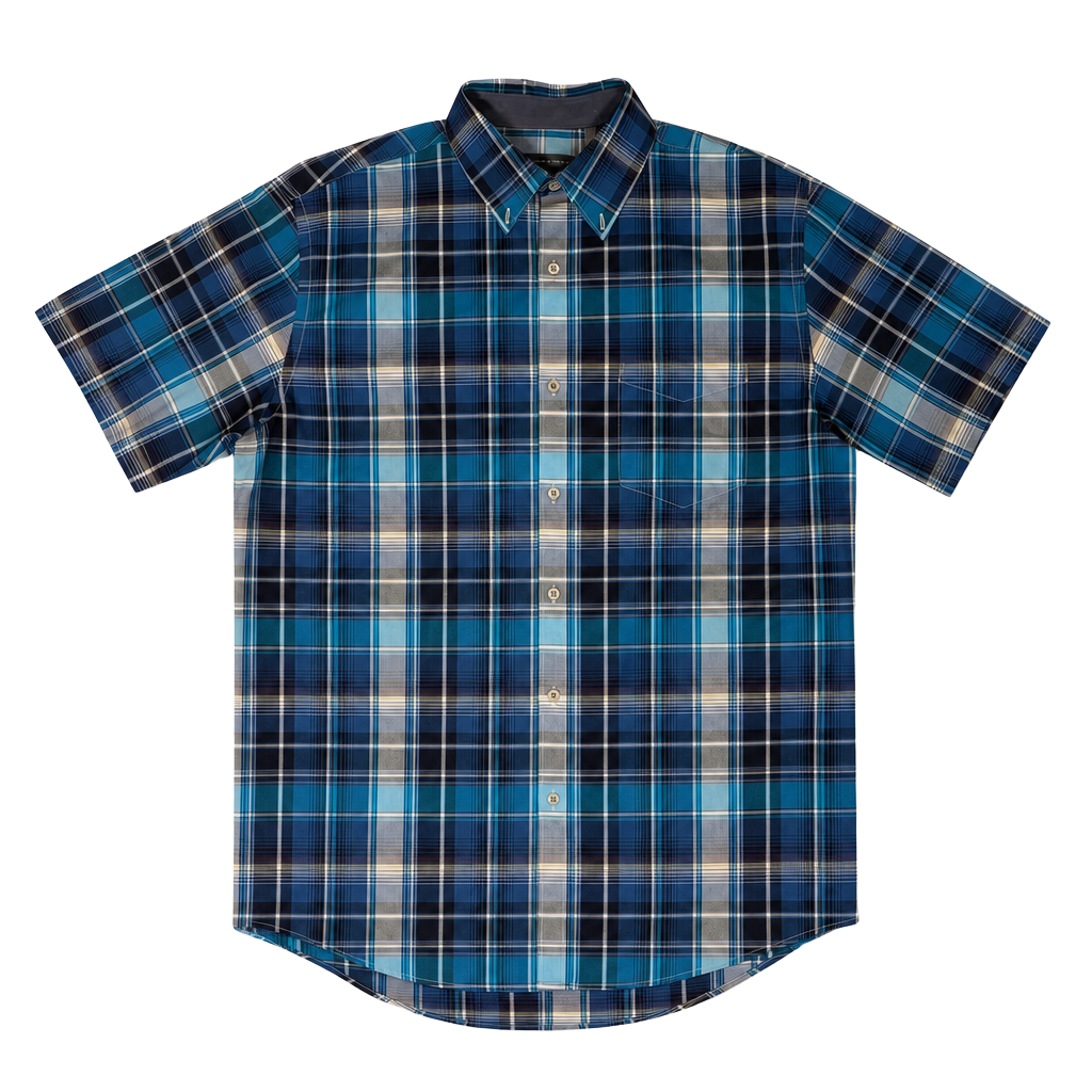 Van Heusen Classic Fit Men's Short Sleeve Plaid Button-Up Shirt 1