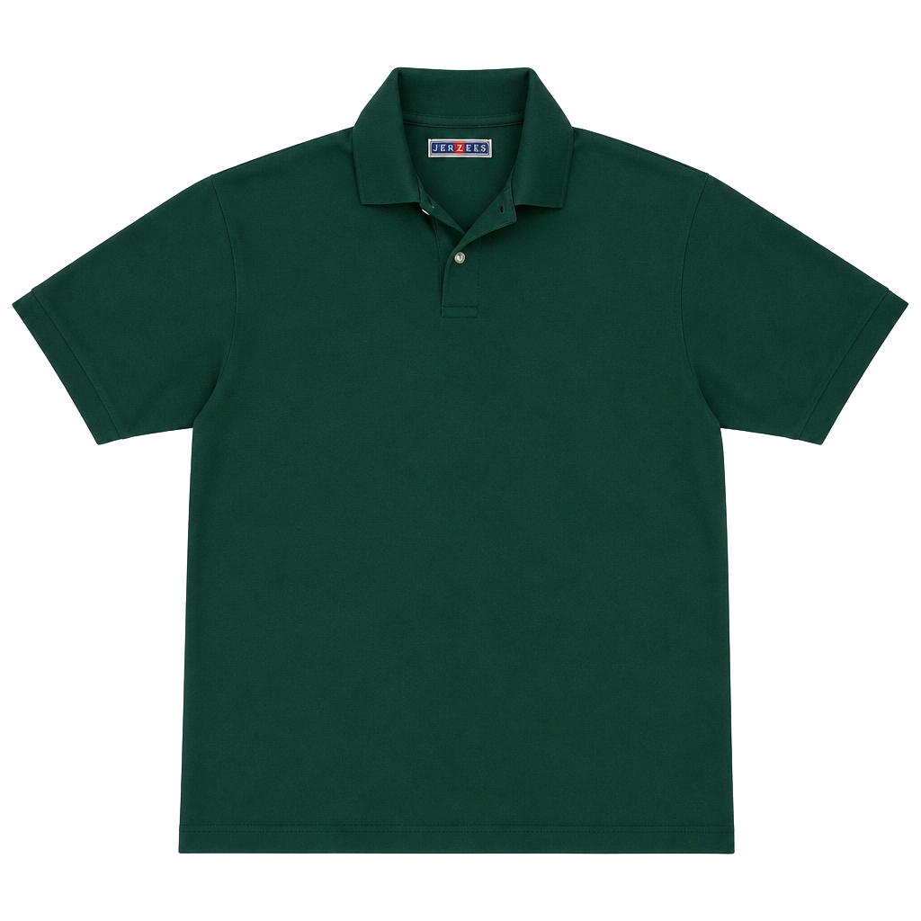 Jerzees Spotshield Stain Resistant Short Sleeve Polo Shirt Green Size Large 1