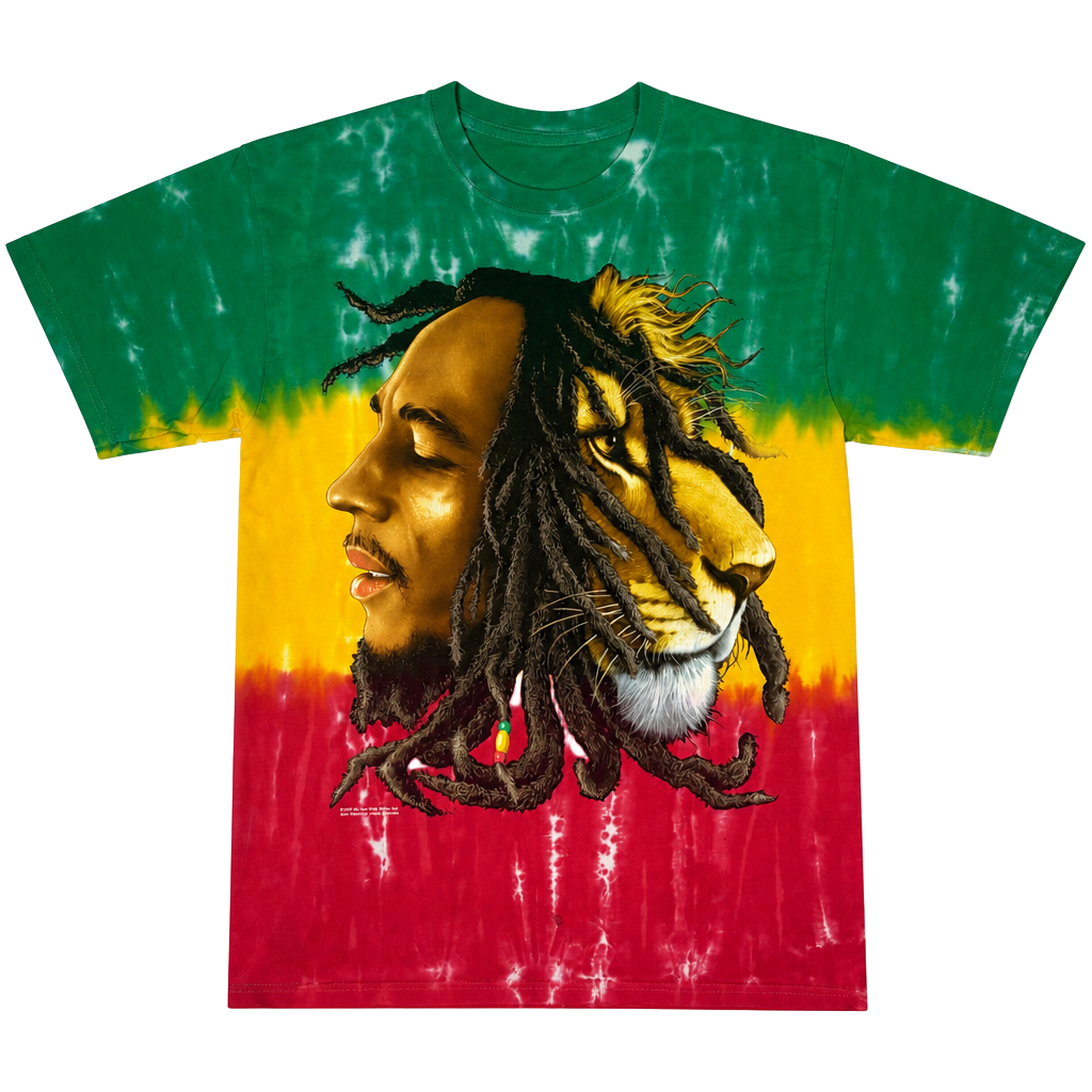 Zion Rootswear Bob Marley Lion Face Profile Rasta Tie Dye T-Shirt 1