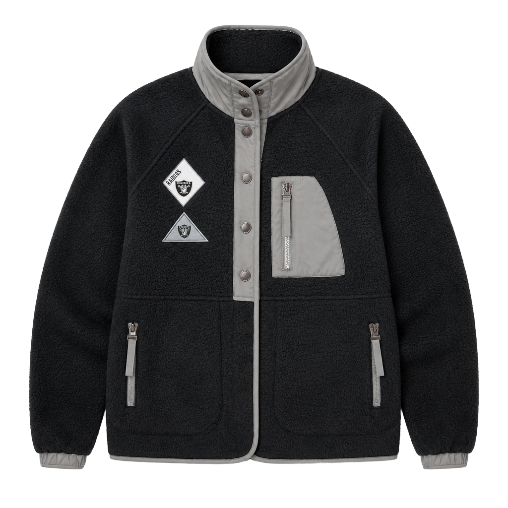 Las Vegas Raiders - WEAR by Erin Andrews Women's Polar Fleece Raglan Full-Snap Jacket 1