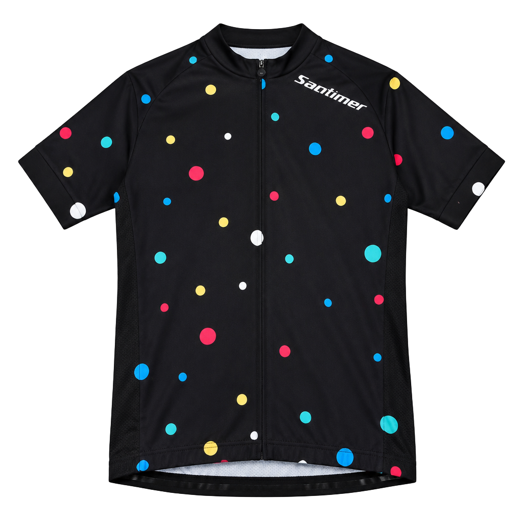 Racmmer Cycling Jersey Size L Black Polka Dot Short Sleeve 1