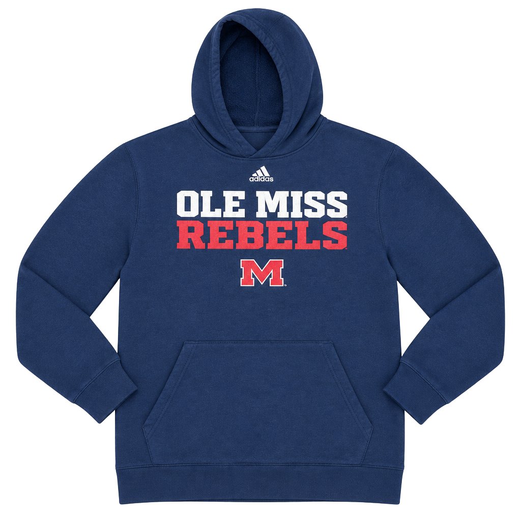 Adidas Ole Miss Rebels Pullover Hoodie Navy Blue 1