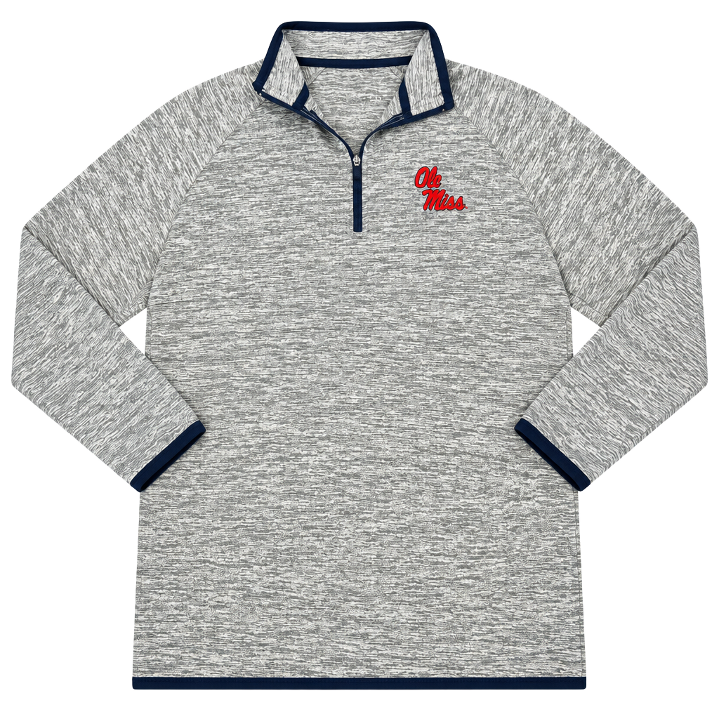 Colosseum Ole Miss Rebels 1/4 Zip Pullover Gray Space Dye Size L 1