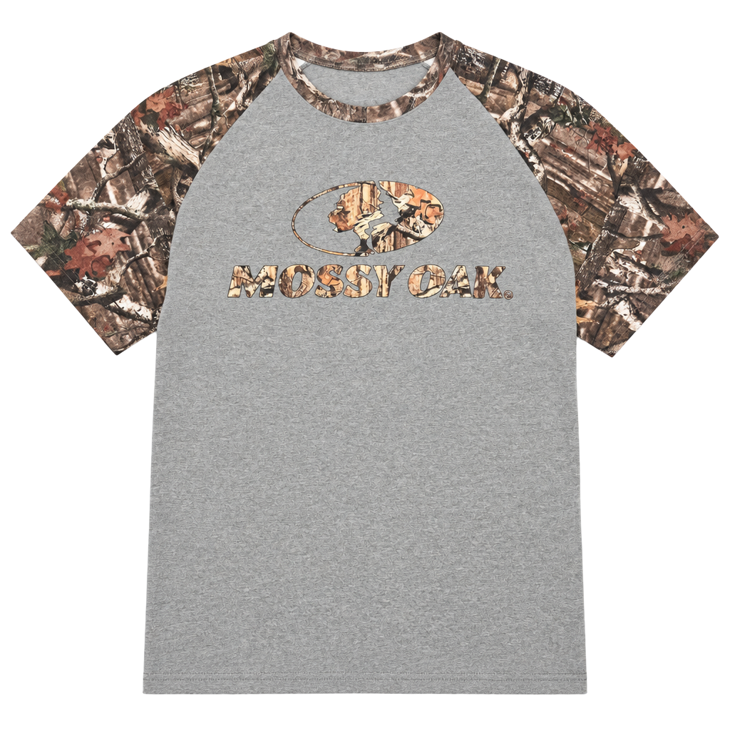 Mossy Oak Camo Raglan T-Shirt Size 2XL Green Camouflage Graphic Tee 1