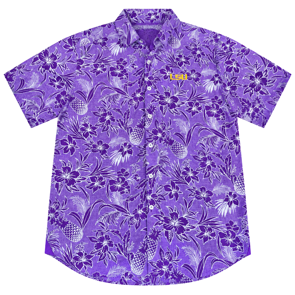 Tommy Bahama LSU Tigers Silk Short Sleeve Shirt Size S 1