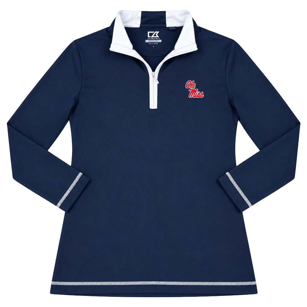 Cutter & Buck Ole Miss Rebels Half Zip Pullover Size M Navy 1