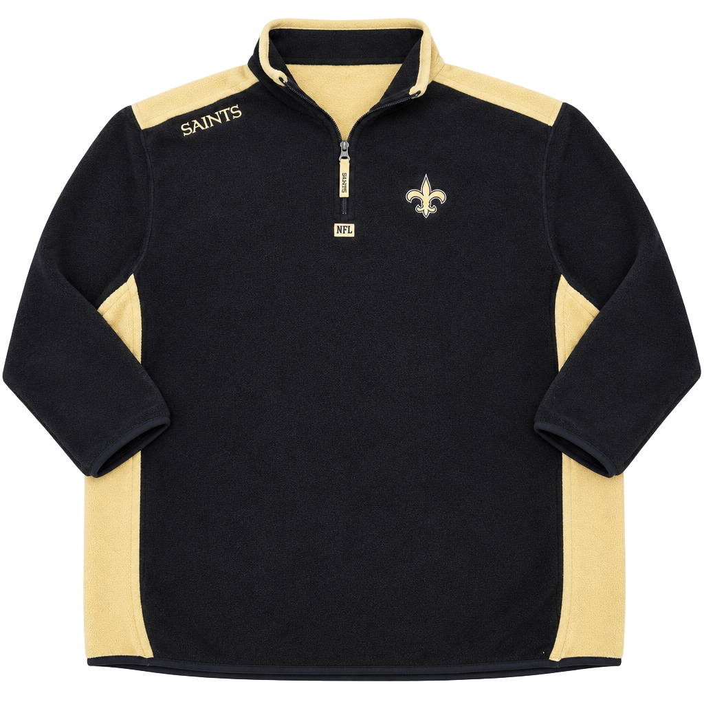 NFL Team Apparel New Orleans Saints Fleece 1/4 Zip Size XL Black 1