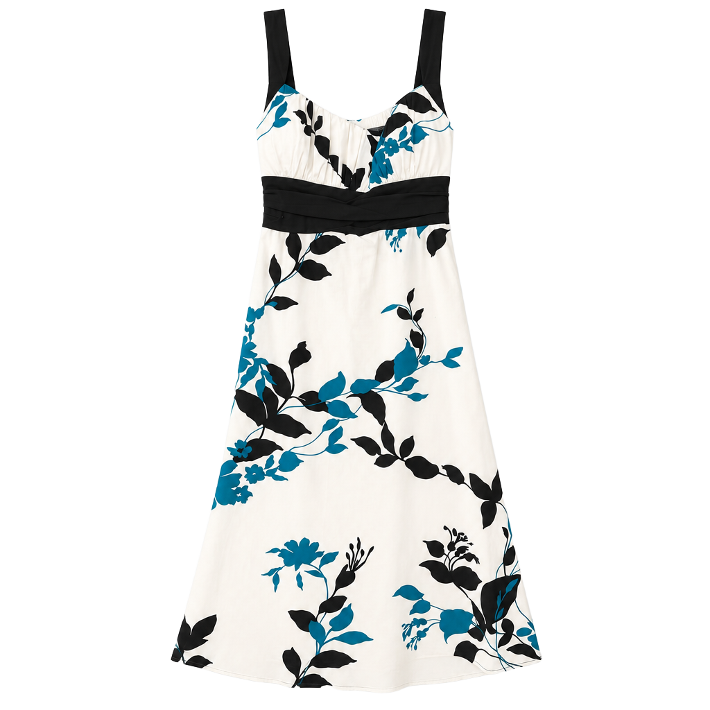 B. Smart Dress Size 12 Floral Black Blue White Sundress Y2K 1