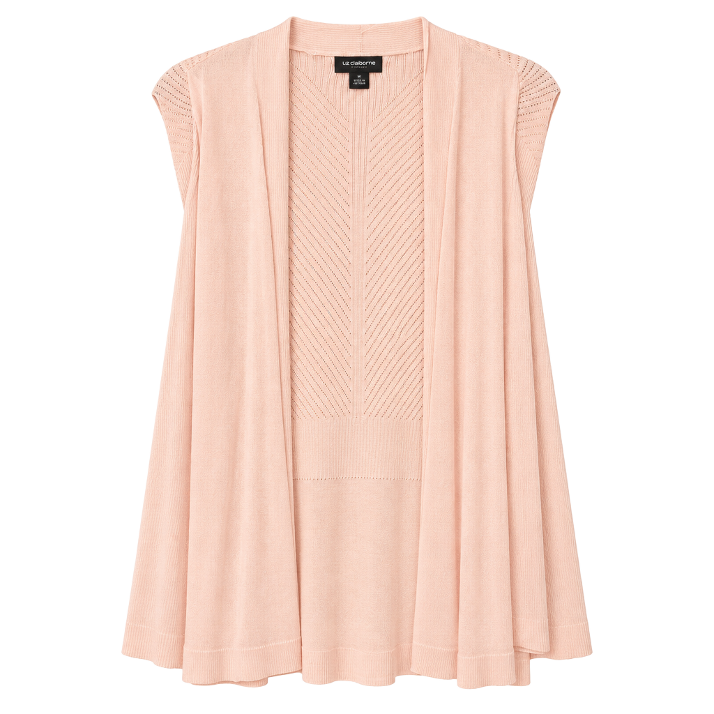 Liz Claiborne Open Cardigan Size XL Pink Knit Duster 1