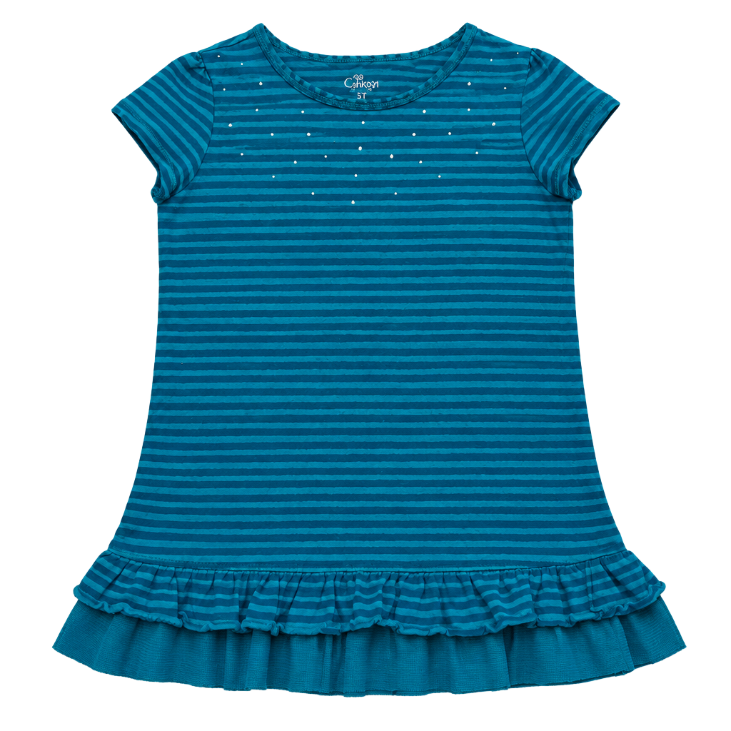 The Children's Place Striped Ruffle Top Size M 7/8 Rhinestone Studs 1