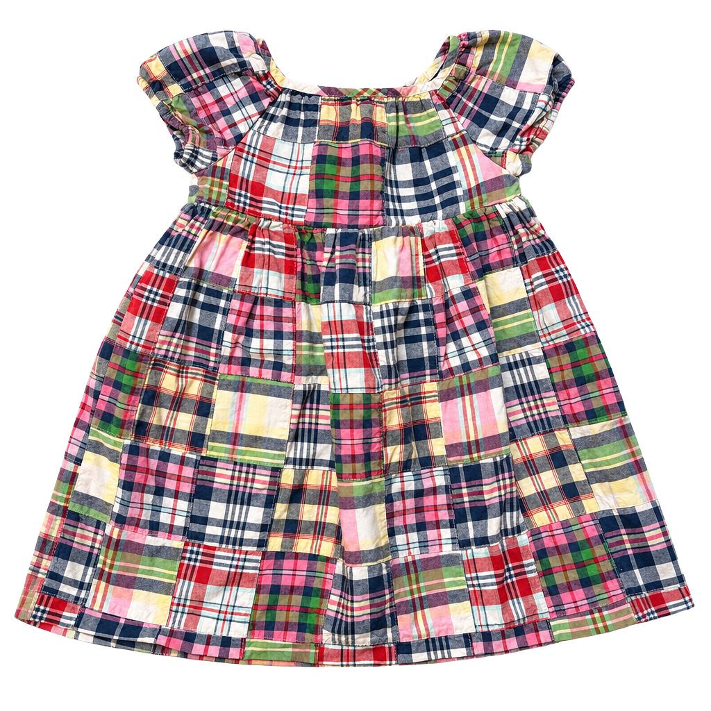 Baby Gap Patchwork Madras Dress Size 12-18 Months Plaid 1