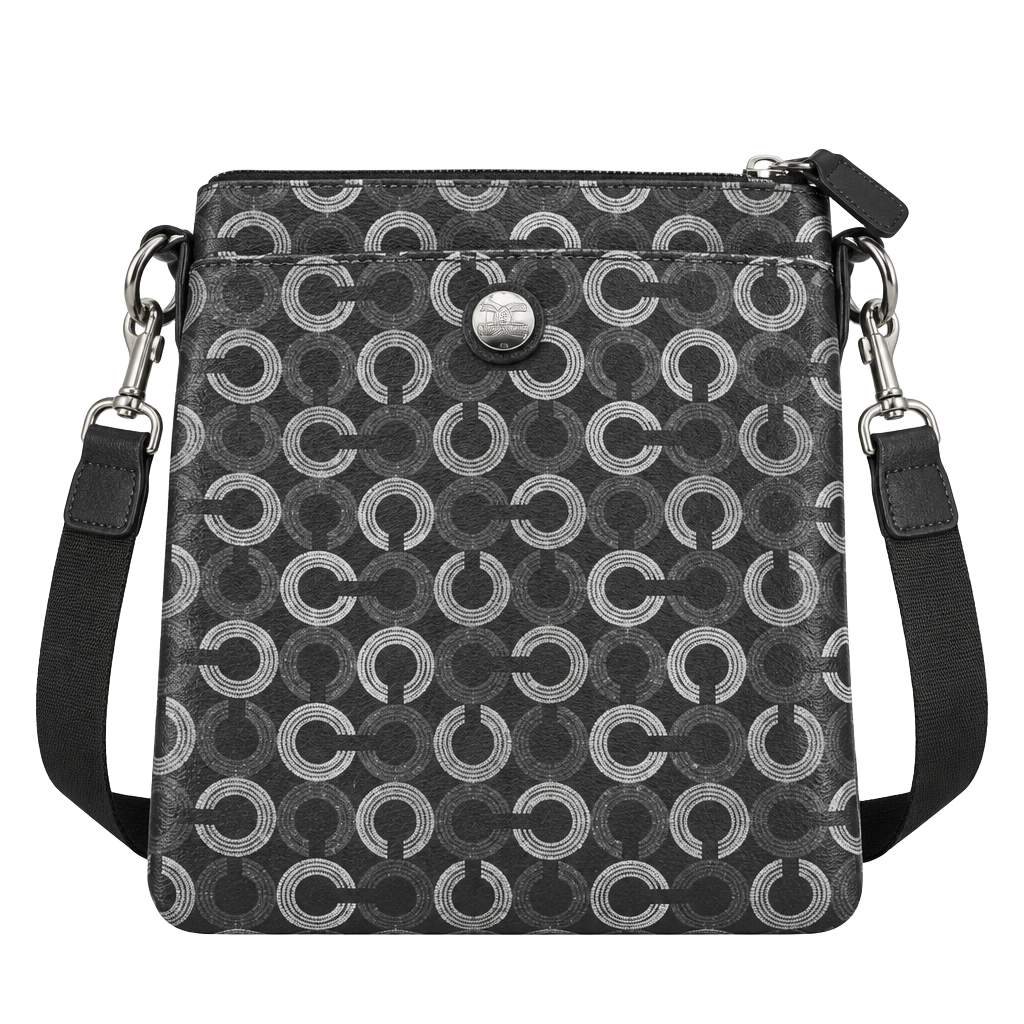 Coach Op Art Coated Canvas Crossbody Swing Bag Black Grey 1