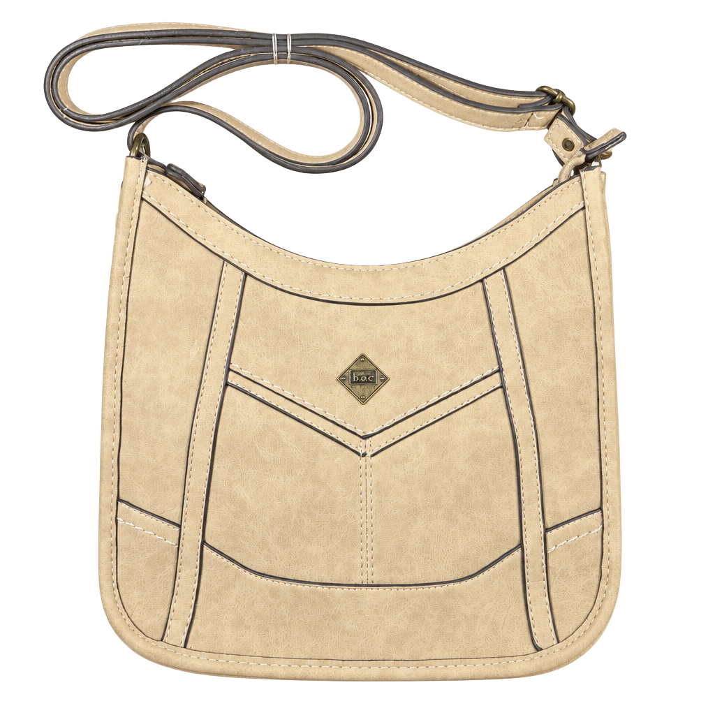 Born Concept BOC Crossbody Charging Shoulder Bag Vegan Suede Fawn NWT 1