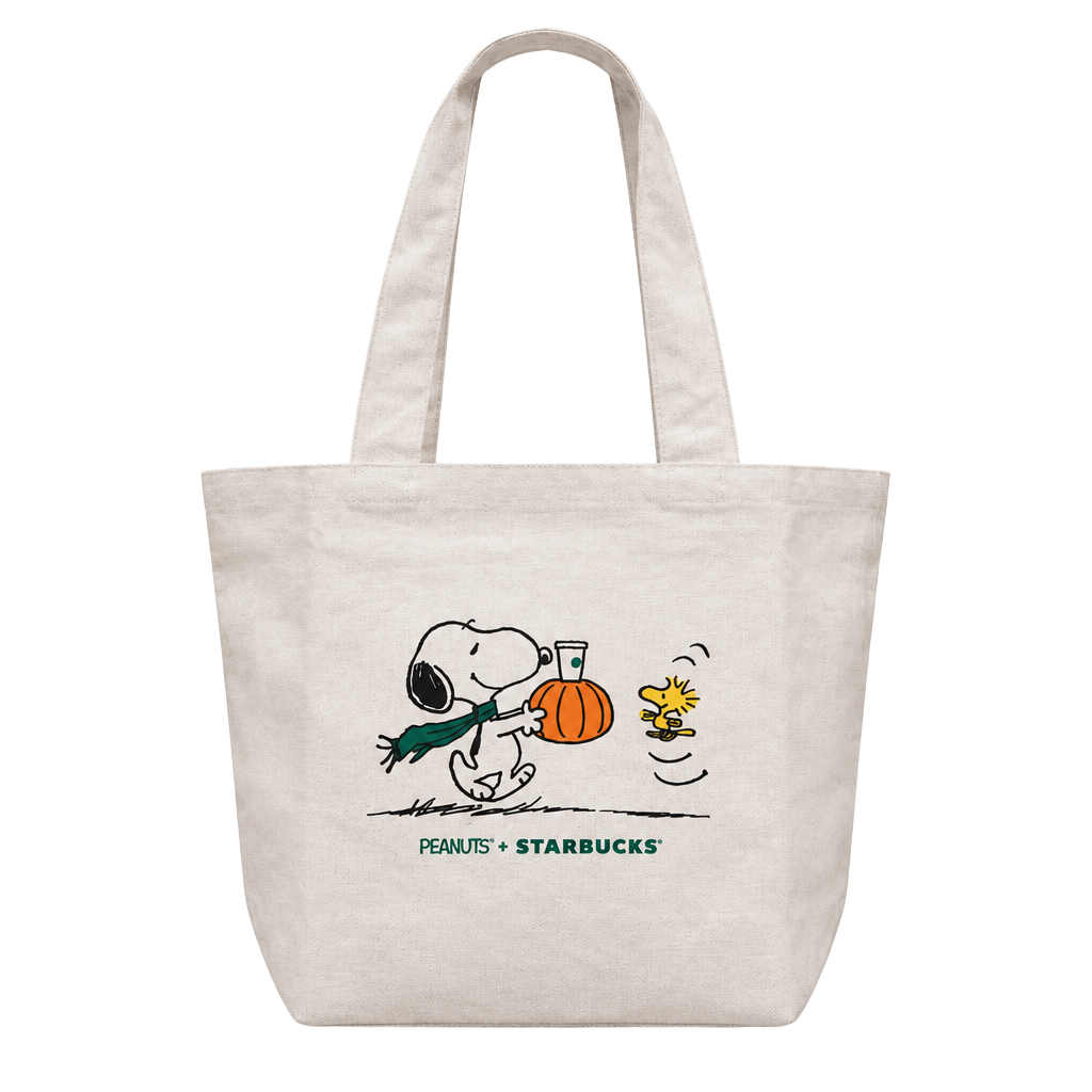 Starbucks Peanuts Snoopy Canvas Tote Bag White 1