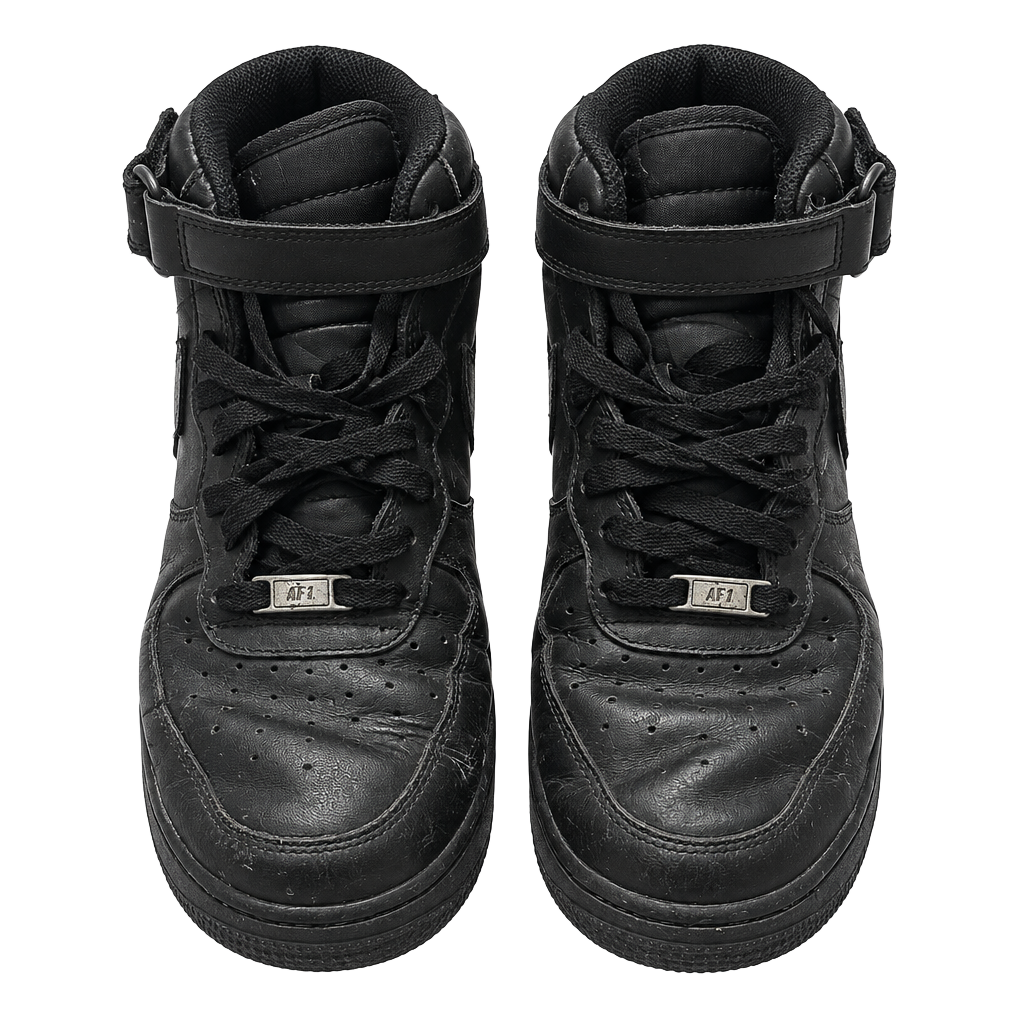Nike Air Force 1 Mid Black Leather Sneakers 1