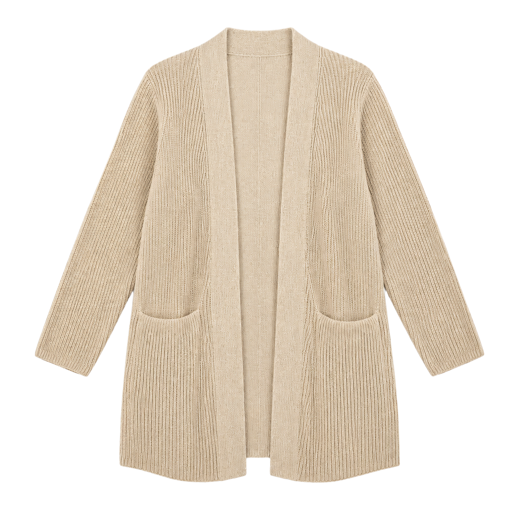 Old Navy Open-Front Cardigan Size XS Tan Ribbed Knit Pockets Fall Winter 1