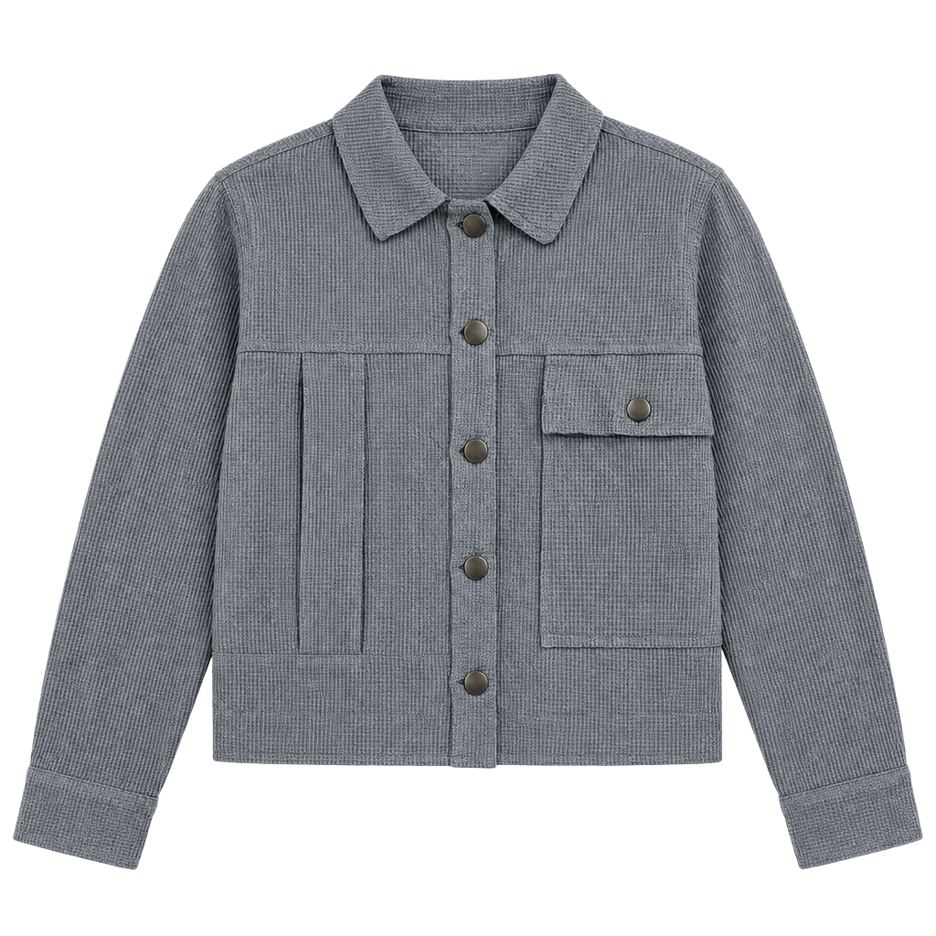 Unbranded Blue Waffle Knit Crop Button Up Jacket Shacket Size Medium 1