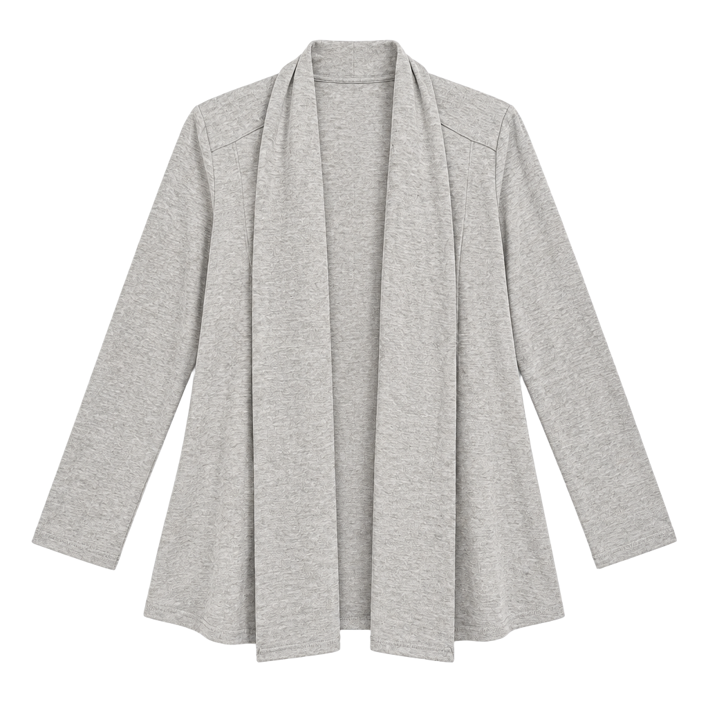 Cupio Cardigan Size M Gray Knit Open Front Draped Shawl Collar Fall Winter 1