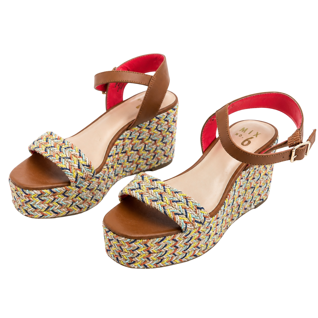 Mix No. 6 Cammie Wedge Sandal Size 6M Multi Colored Espadrille Platform 1