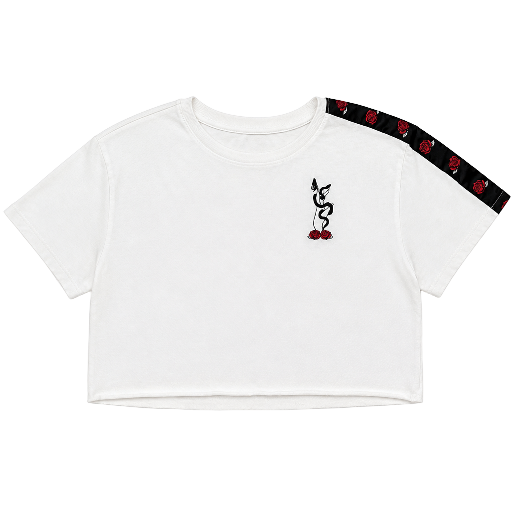 Empyre T-Shirt Size X-Small White Crop Top Roses Snake 1