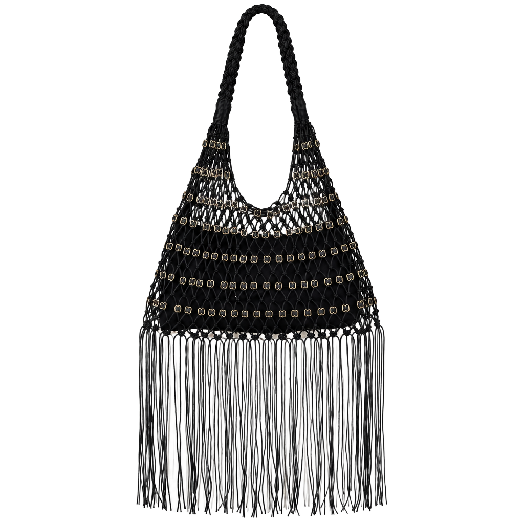 Free People Embellished Fringe Bag Black 1