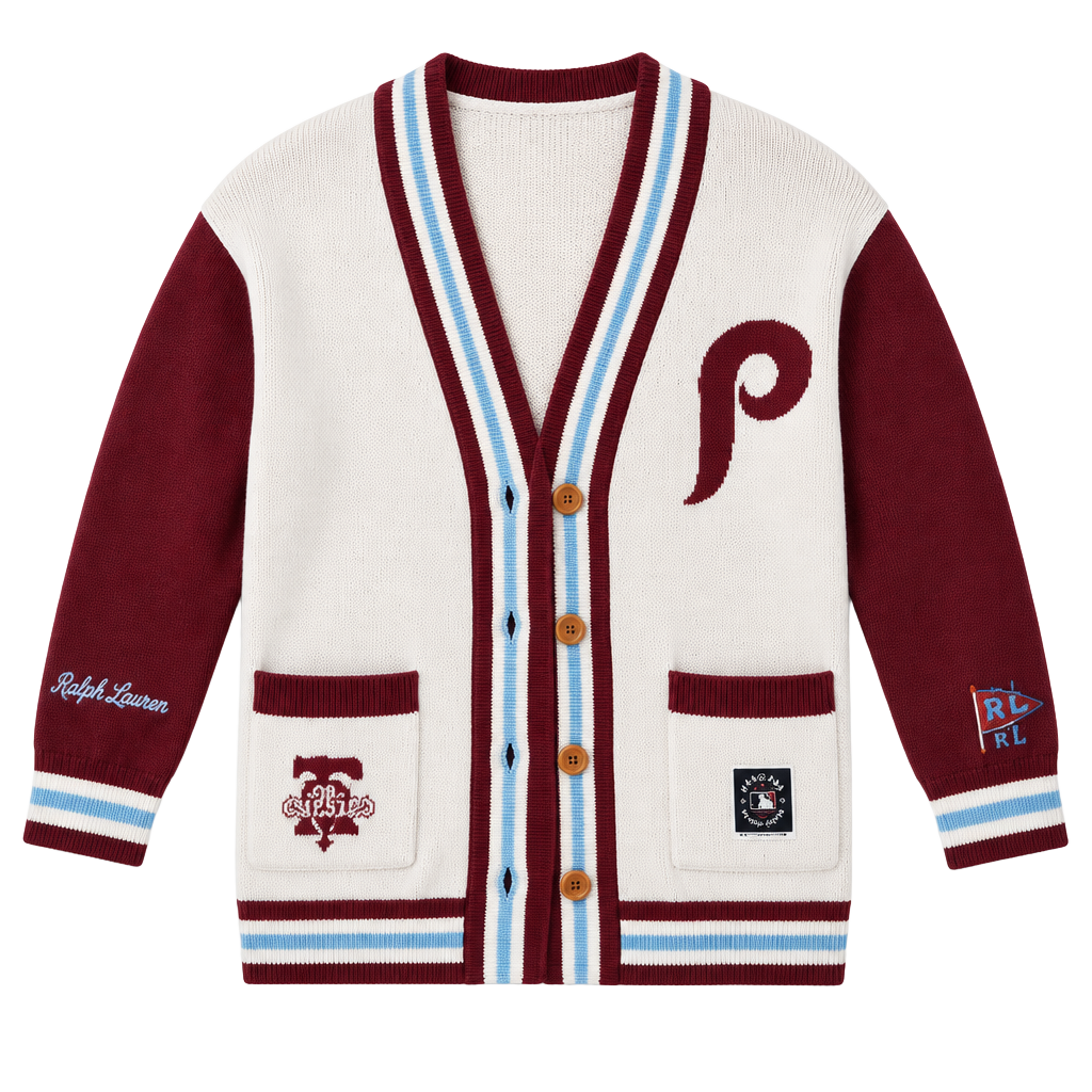 Mitchell & Ness Philadelphia Phillies Cardigan Sweater Size Medium 1