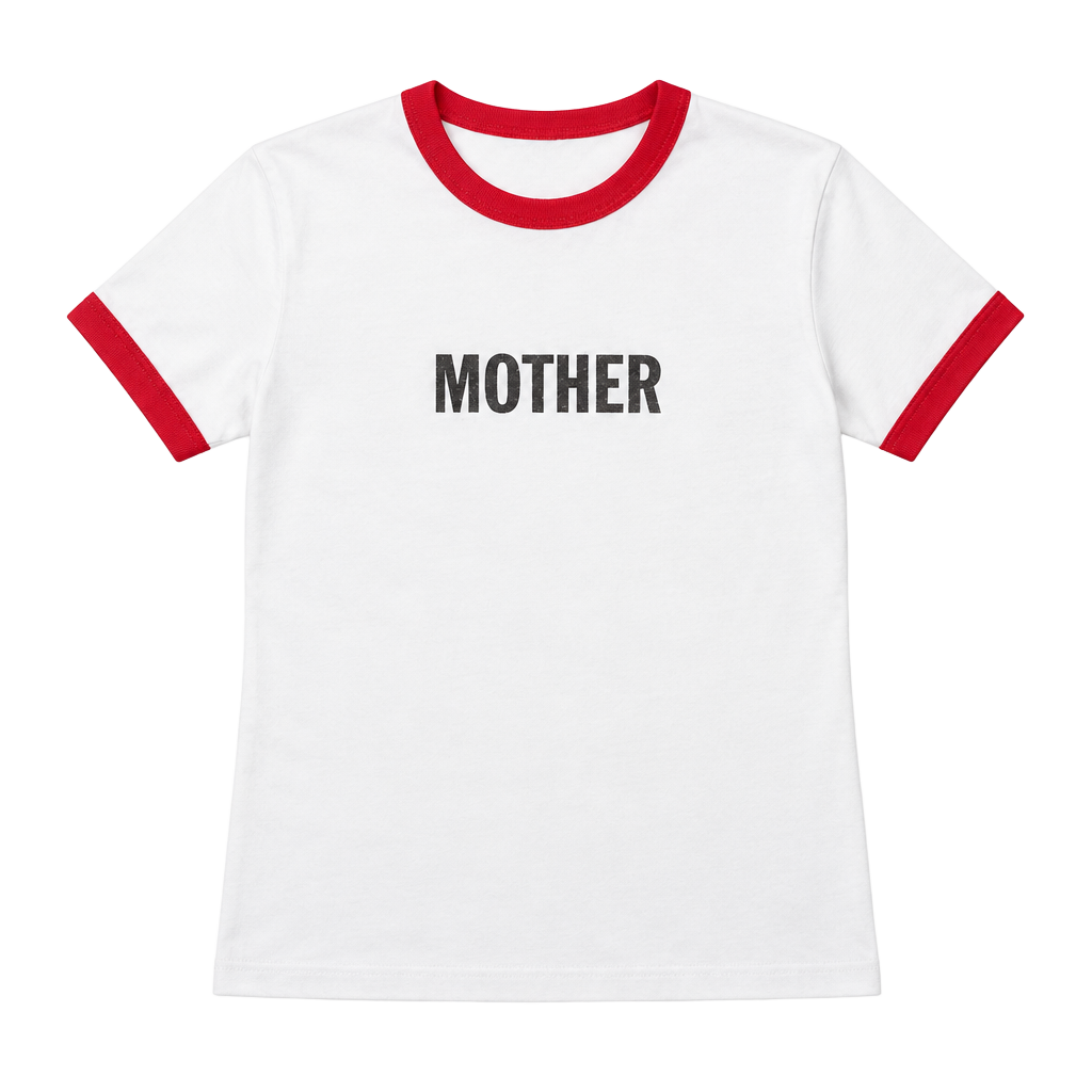 Artizia I-D Mother Graphic Ringer T-Shirt White Red size medium 1