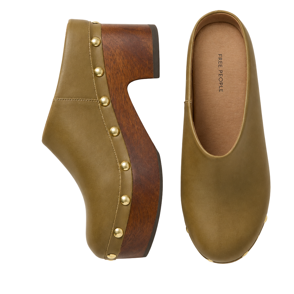 Free People Calli Platform Clog Size 7 “Olive” 1