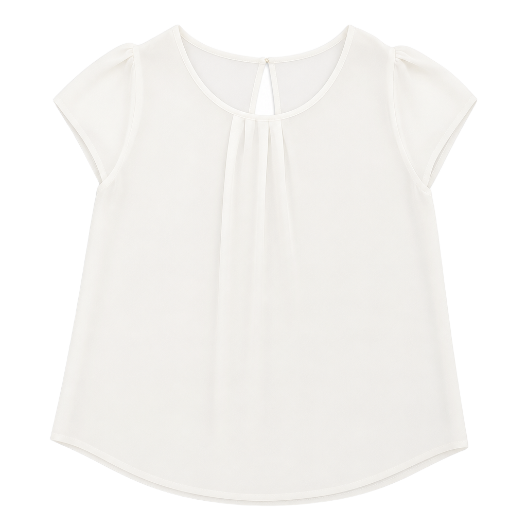 Women's White Round-Neck Tulip Sleeve Blouse Top Small 1