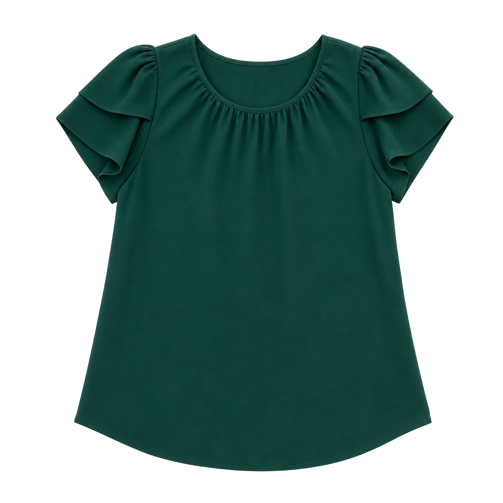 Women's Wild Pine Round-Neck Tulip Sleeve Blouse Top Small 1