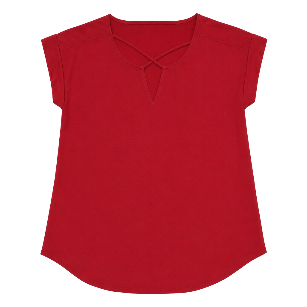 Express Blouse Women's S Red V-Neck Short Sleeve Lightweight Top Shirt 1