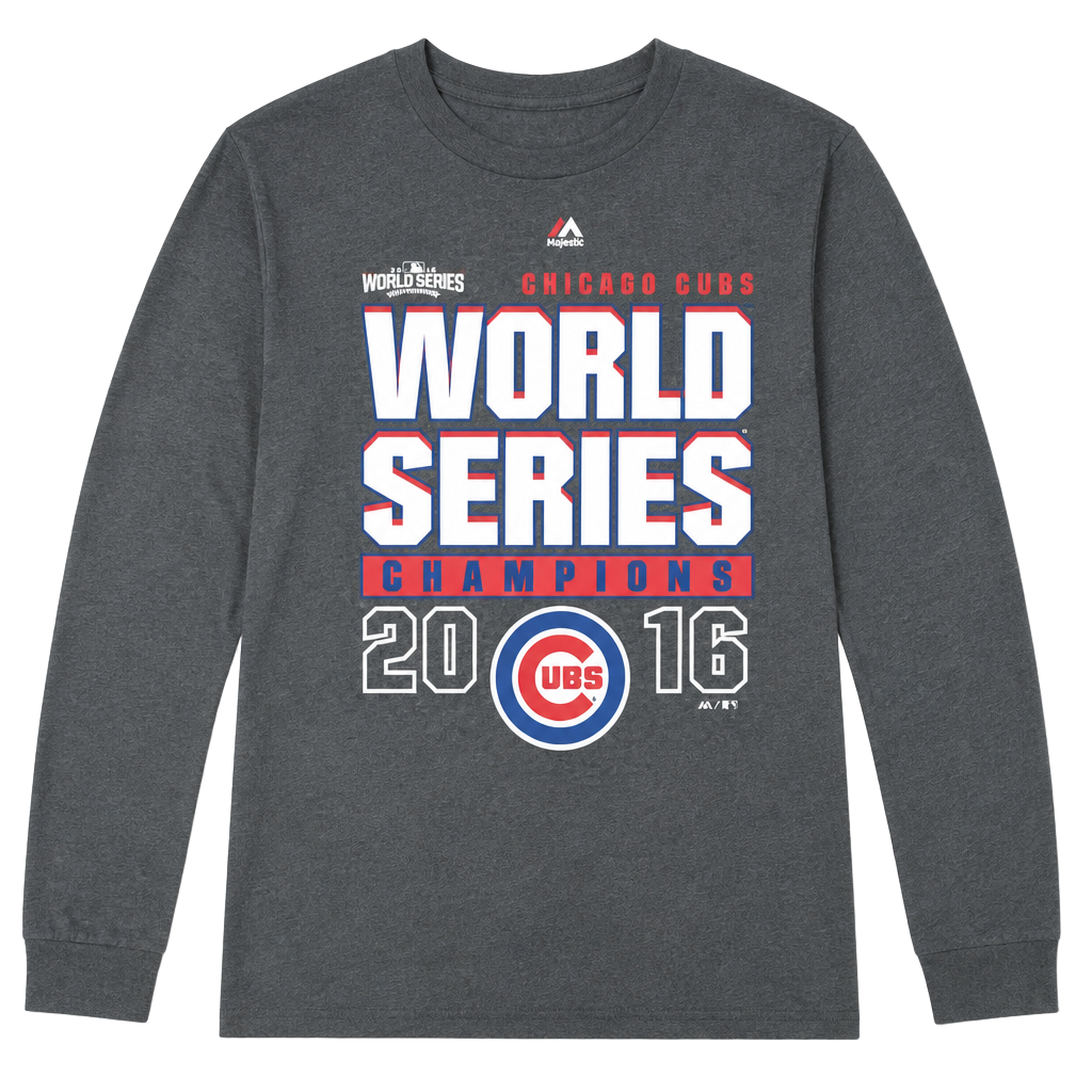 Gildan Chicago Cubs 2016 World Series Champions Long Sleeve T-Shirt Size L 1