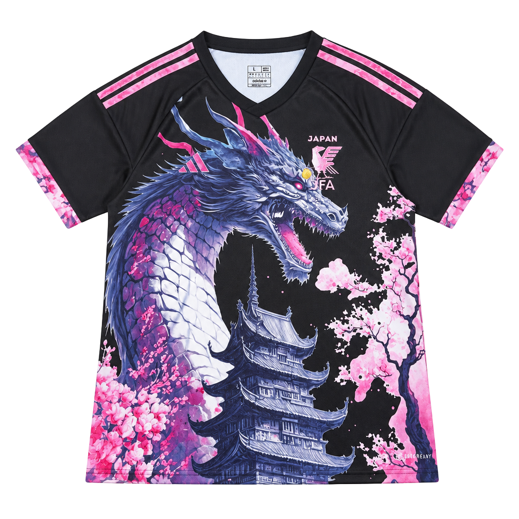 Adidas Japan Sakura Dragon Concept Soccer Jersey Size L Black Pink 1