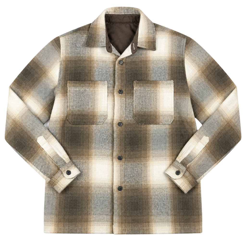 Mens Zara Plaid Flannel Overshirt Size Large Brown Tan Long Sleeve Button Up 1