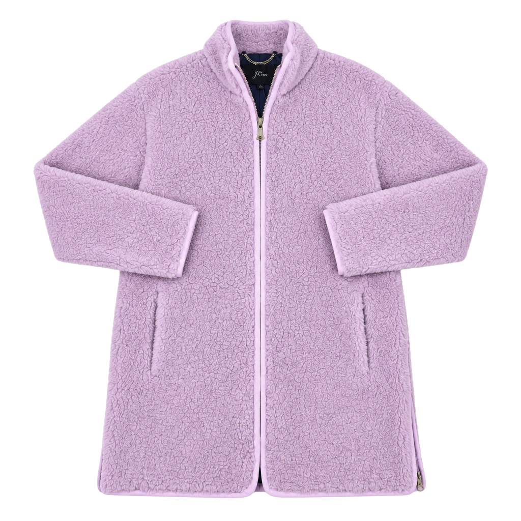 Women’s J.Crew Zip-Up Teddy Fleece Coat Jacket Purple Brand New With tags Sz S 1