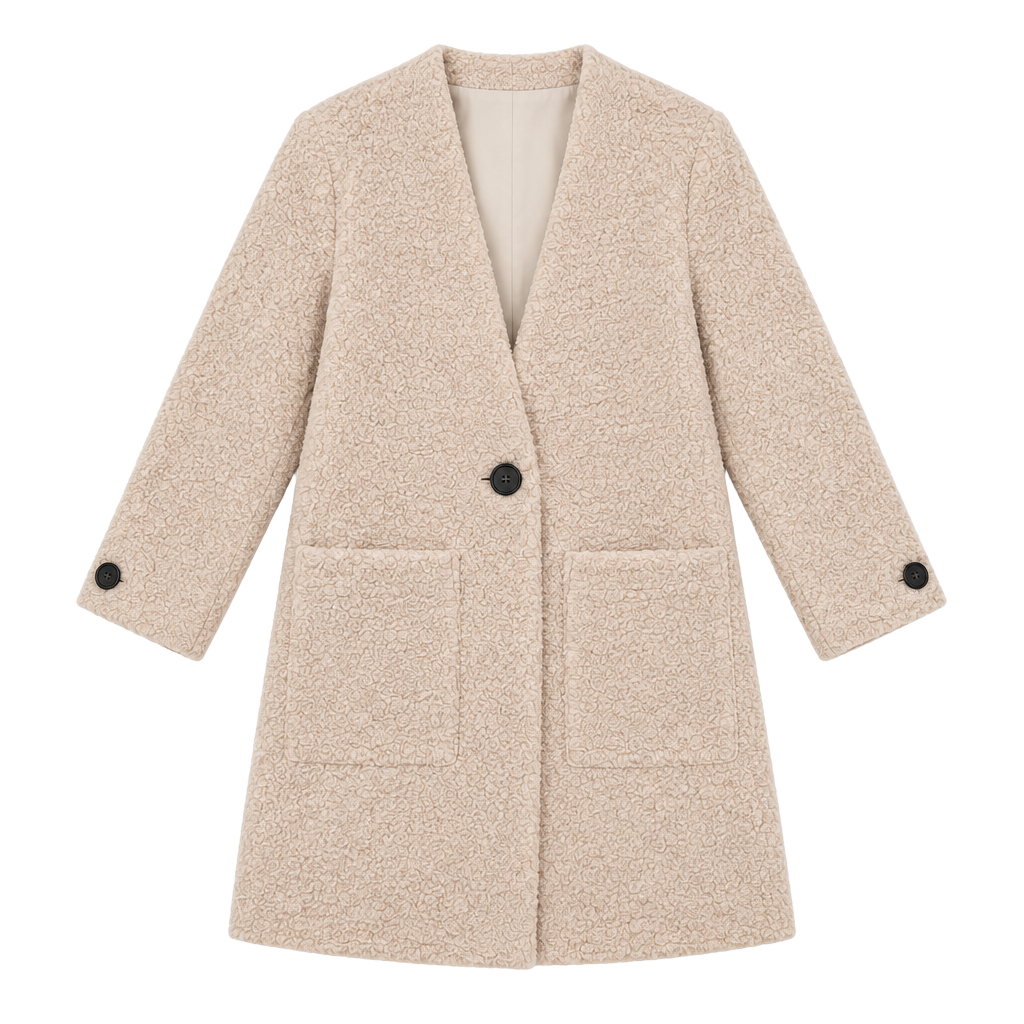 Line + Dot light pink Sherpa Fuzzy Teddy Coat Jacket Outerwear 1