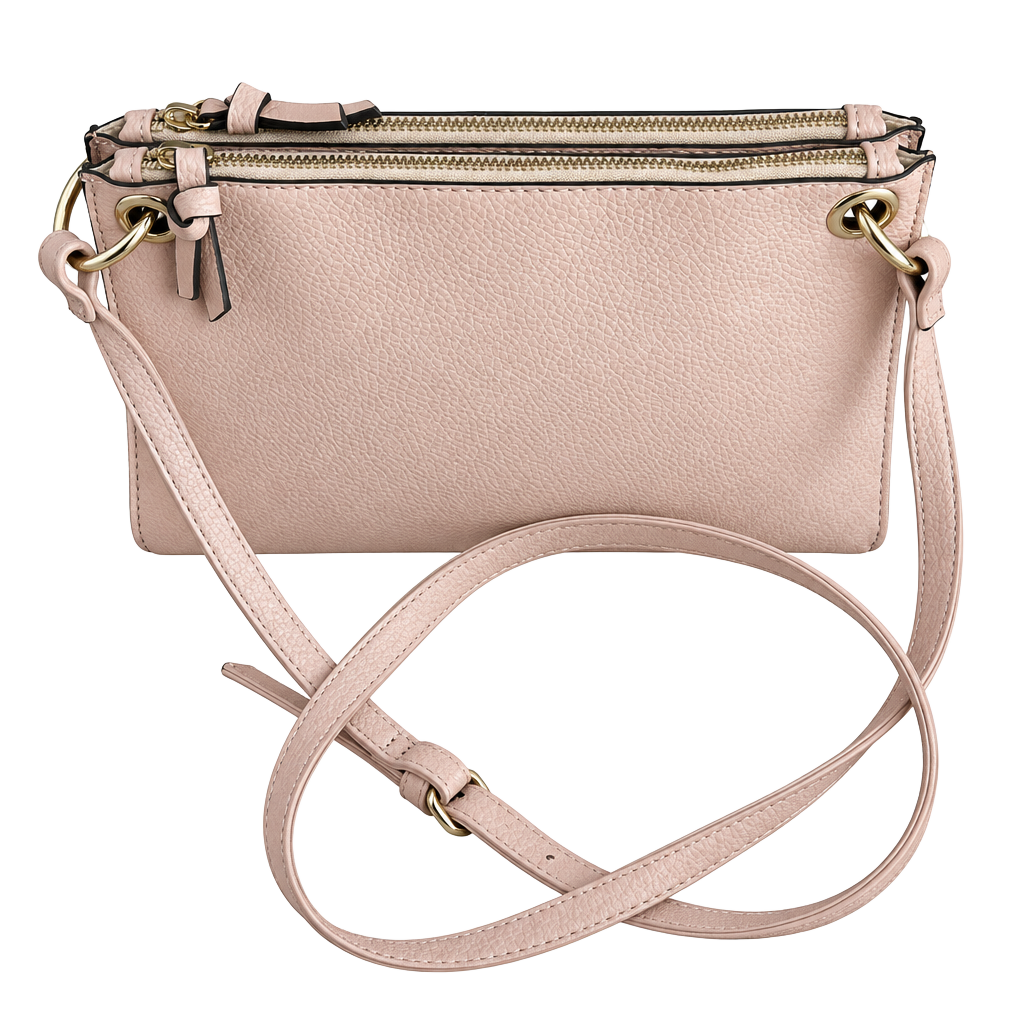 Nanette Lepore Pink Double Zip Crossbody Bag 1
