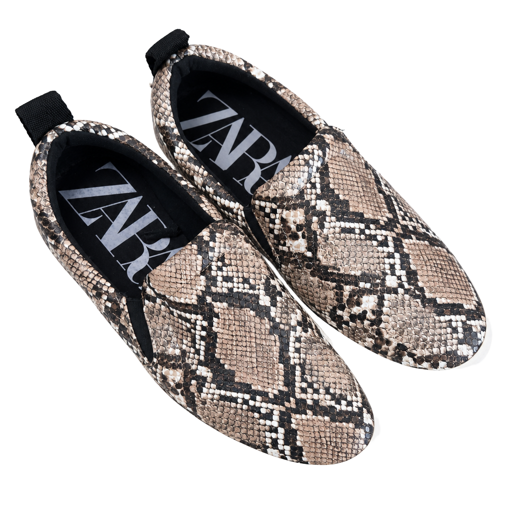 Zara Slip On Sneakers Size 40 Snakeskin Print 1