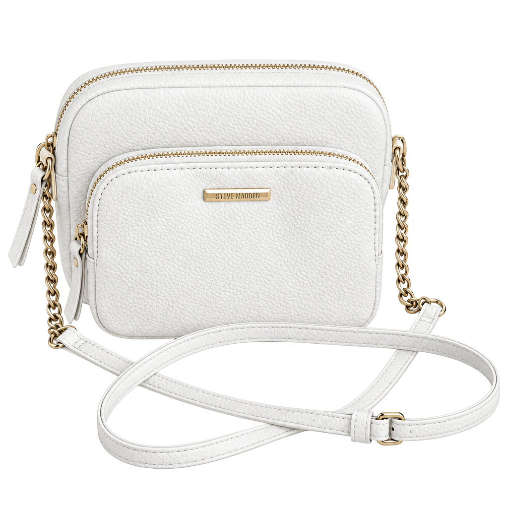 New York & Company Crossbody Bag White Pebbled Faux Leather 1
