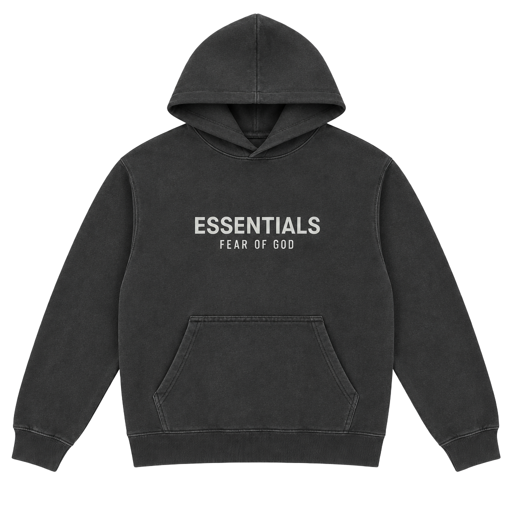 Fear of God Essentials Pullover Hoodie Black New With Tags, pockets 1