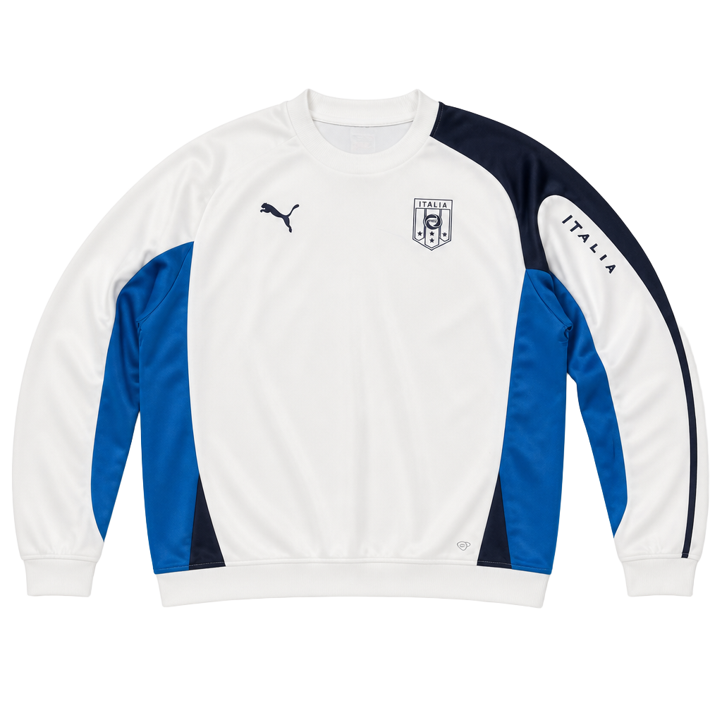Puma Italia FIGC Sportlifestyle Long Sleeve Training Jersey Shirt White Blue Size XXL 1