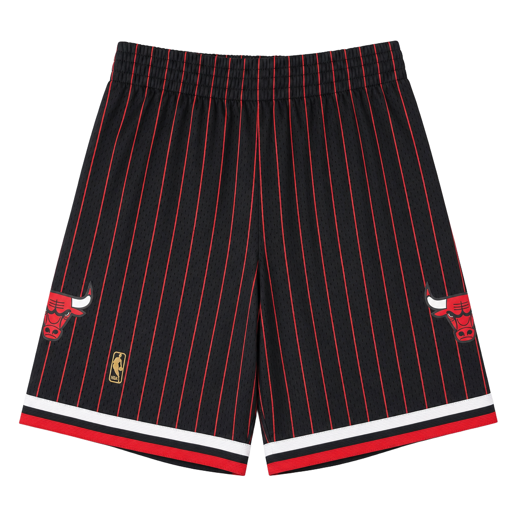 CHICAGO BULLS Mitchell & Ness NBA Black Pinstripe Swingman Shorts Size Small 1