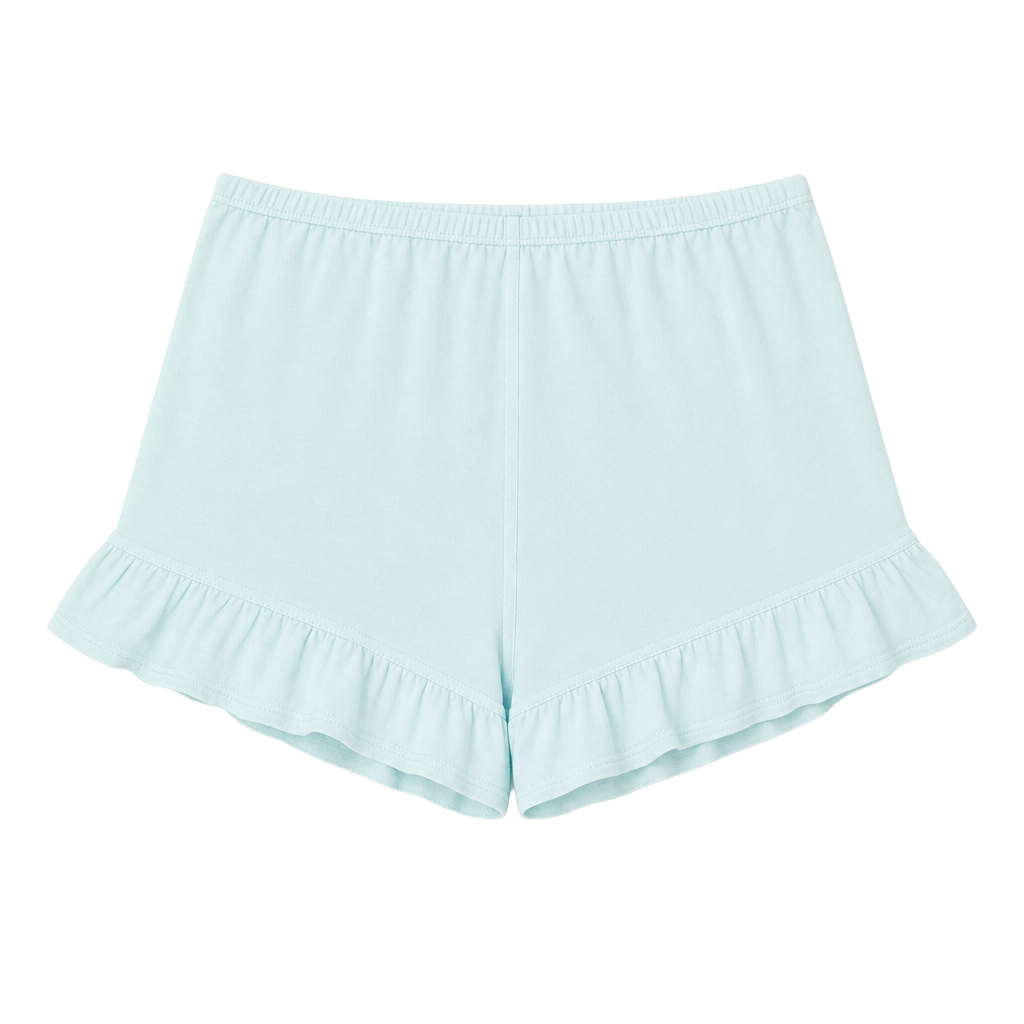 SKIMS Cotton Voile Ruffle Hem Short in Frost Large 1