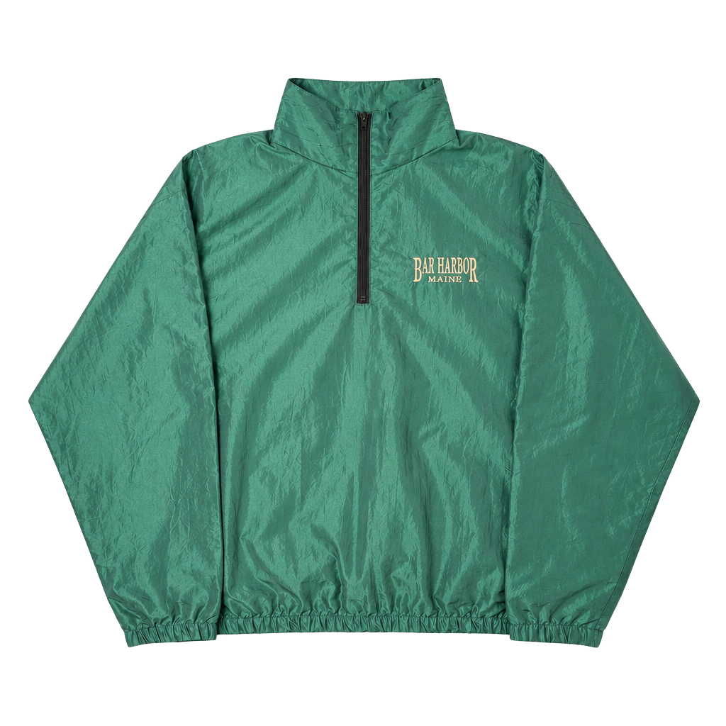 Vintage Bar Harbor Maine Green Quarter Zip Windbreaker Jacket 1
